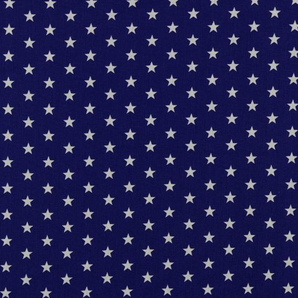 Baumwoll Druck Sterne Marineblau/Weiß  Ø 1 cm
